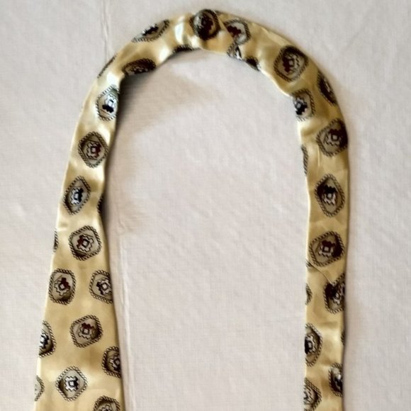 Ermenegildo Zegna Tie 100% Silk 57 Inches Geometric Design Yellow/Gold - Picture 2 of 3